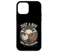 Just A Boy Who Loves Chickens Retro Farm Blueprint Livestock Coque pour iPhone 12 Mini