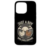 Just A Boy Who Loves Chickens Retro Farm Blueprint Livestock Coque pour iPhone 15 Pro Max