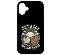 Just A Boy Who Loves Chickens Retro Farm Blueprint Livestock Coque pour iPhone 16 Plus