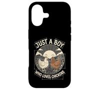 Just A Boy Who Loves Chickens Retro Farm Blueprint Livestock Coque pour iPhone 17