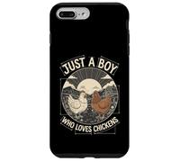 Just A Boy Who Loves Chickens Retro Farm Blueprint Livestock Coque pour iPhone 7 Plus/8 Plus