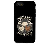 Just A Boy Who Loves Chickens Retro Farm Blueprint Livestock Coque pour iPhone SE (2020) / 7/8