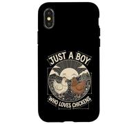 Just A Boy Who Loves Chickens Retro Farm Blueprint Livestock Coque pour iPhone X/XS