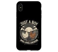 Just A Boy Who Loves Chickens Retro Farm Blueprint Livestock Coque pour iPhone XS Max