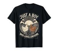 Just A Boy Who Loves Chickens Retro Farm Blueprint Livestock T-Shirt