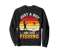 Just A Boy Who Loves Fishing Pêche Style Vintage Sunset Sweatshirt