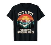 Just A Boy Who Loves National Parks Retro Hiking Adventure T-Shirt