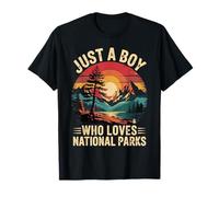 Just A Boy Who Loves National Parks Retro Vintage Nature T-Shirt