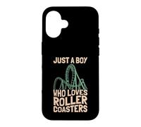 Just A Boy Who Loves Roller Coasters Design Parc à thème Coque pour iPhone 16