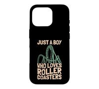 Just A Boy Who Loves Roller Coasters Design Parc à thème Coque pour iPhone 16 Pro