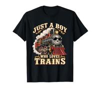 Just a Boy Who Loves Trains Train Railway Kid Boys Teen T-Shirt