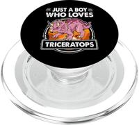 Just A Boy Who Loves Triceratops Funny Dinosaur Prehistoric PopSockets PopGrip pour MagSafe