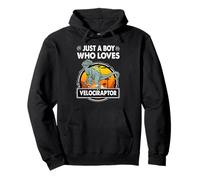 Just A Boy Who Loves Velociraptor Funny Dinosaur Prehistoric Sweat à Capuche