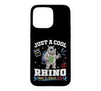 Just A Cool Rhino Back to School 2026 Apprentissage Amusant pour Les étudiants Coque pour iPhone 15 Pro Max