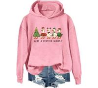 Just A Festive Goose Sweat à capuche Silly Goose Shirt Christmas Goose Sweatshirt de Noël amusant Tops de Noël, rose, M
