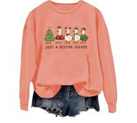 Just A Festive Goose Sweatshirt Silly Goose Shirt Christmas Goose Shirt Christmas Goose Shirt Funny Christmas Tops, Hami Orange, XL
