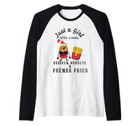 Just a Girl Loving Chicken Nuggets & Fries, Fast Food Meme Manche Raglan