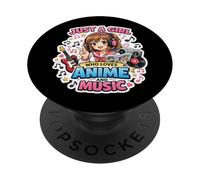 Just A Girl Who Loves Anime and Music Lover Chanteur Japon Art PopSockets PopGrip Adhésif