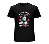 Just A Girl Who Loves Anime and Ra Men Bowl Japanese Noodles Unisex 100% Cotton Short-Sleeve T-Shirts Black XL