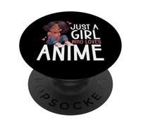 Just A Girl Who Loves Anime Lover Manga Japon Noir PopSockets PopGrip Adhésif