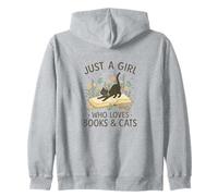 Just a Girl Who Loves Books and Cats Pastel Reading Cat Sweat à Capuche