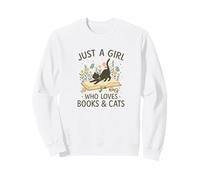 Just a Girl Who Loves Books and Cats Pastel Reading Cat Sweatshirt