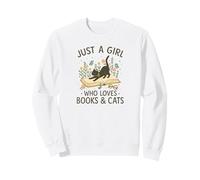 Just a Girl Who Loves Books & Cats Cute Reading Cat Sweatshirt