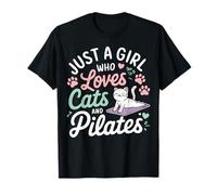 Just A Girl Who Loves Cats And Pilates Cat Mom Workout Humour T-Shirt