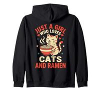 Just A Girl Who Loves Cats and Ramen Nouilles pour Chat Kawaii Sweat à Capuche