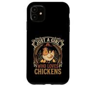 Just A Girl Who Loves Chickens Floral Farmhouse Barn Coque pour iPhone 11