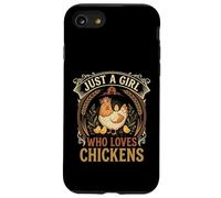 Just A Girl Who Loves Chickens Floral Farmhouse Barn Coque pour iPhone SE (2020) / 7/8