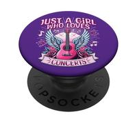 Just A Girl Who Loves Concerts - Adorables Fans de Concert Rock pour Femme PopSockets PopGrip Adhésif