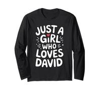 Just A Girl Who Loves David T-Shirt Cute David Manche Longue