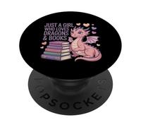 Just a Girl Who Loves Dragons and Books Reader Citation PopSockets PopGrip Adhésif