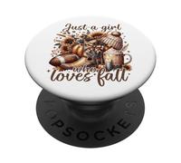 Just A Girl Who Loves Fall Citrouille Tournesol Cozy Autumn PopSockets PopGrip Adhésif