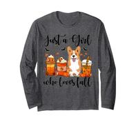 Just A Girl Who Loves Fall Corgi Dog Pumpkin Cozy Autumn Manche Longue