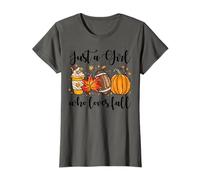 Just A Girl Who Loves Fall Football Citrouille Feuille d'automne T-Shirt