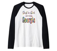 Just a Girl Who Loves Georgia Patchwork Fun, Cute Georgia Manche Raglan