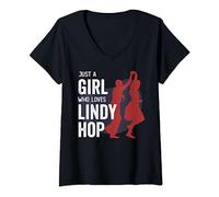Just a girl who loves lindy hop - Design Lindy Hopper Femme T-Shirt avec Col en V