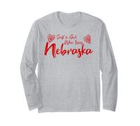 Just A Girl Who Loves Nebraska, Women's Girls Cute Nebraska Manche Longue
