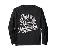 Just A Girl Who Loves Nebraska, Women's Girls Cute Nebraska Manche Longue