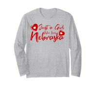 Just A Girl Who Loves Nebraska, Women's Girls Cute Nebraska Manche Longue