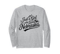 Just A Girl Who Loves Nebraska, Women's Girls Cute Nebraska Manche Longue