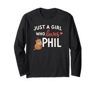 Just A Girl Who Loves Phil Cute Groundhog Manche Longue