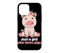 Just a Girl Who Loves Pigs Couronne de Fleurs de Cochon Coque pour iPhone 12 Mini
