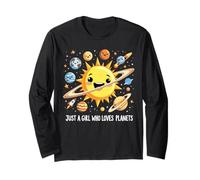 Just A Girl Who Loves Planets Solar Space Science Lover Girl Manche Longue