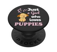Just a Girl Who Loves Puppies Puppy Lover PopSockets PopGrip Adhésif