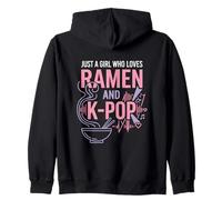 Just A Girl Who Loves Ramen and K-Pop - Design Musical Amusant Sweat à Capuche