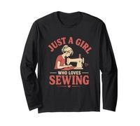 Just A Girl Who Loves Sewing Lover Design Funny Sewing Lover Manche Longue