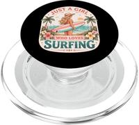 Just A Girl Who Loves Surfing Woman Surfer Cute Surfboard PopSockets PopGrip pour MagSafe
